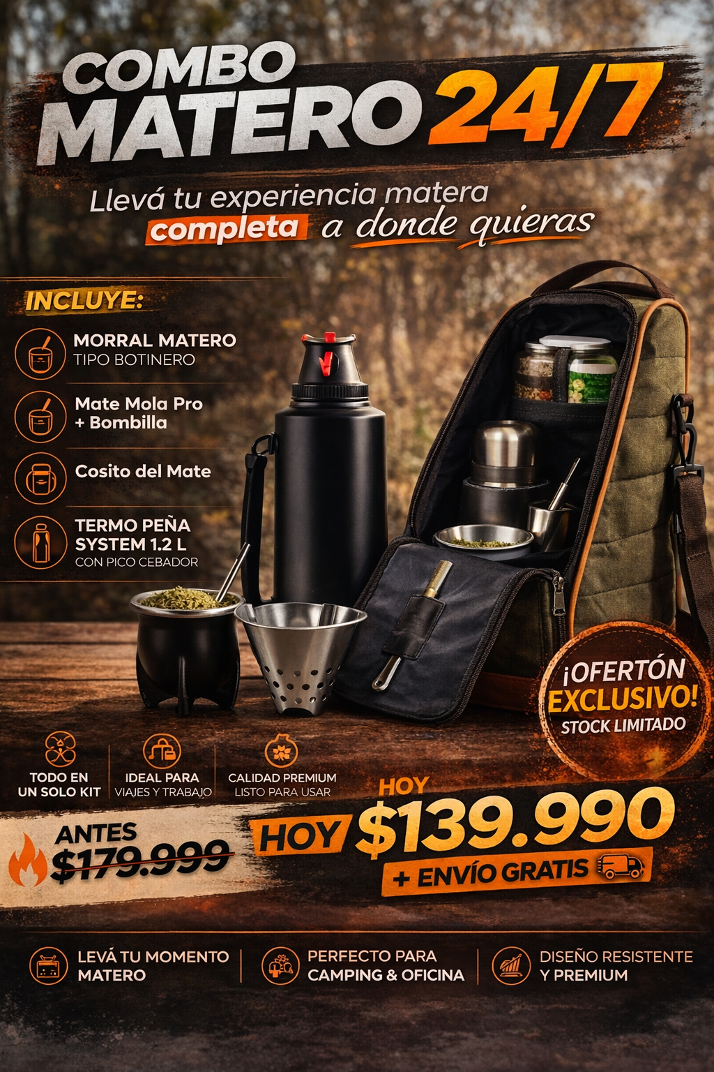 combo matero 24/7 llevá tu experiencia matera completa a donde quieras.